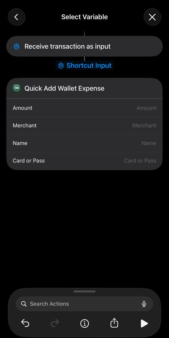 Shortcut Input label appears between the trigger and the action