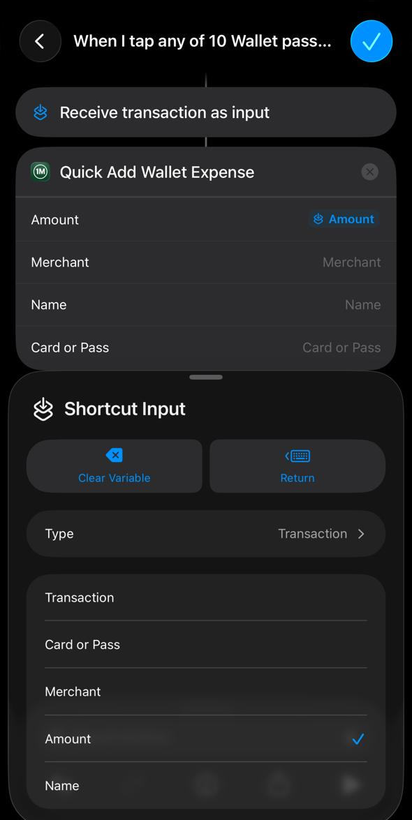 Property picker with Amount checked